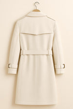 Off White Trench Coat Double-Breasted Belted Vintage Overcoat