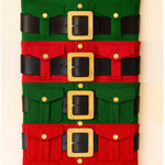 Green & Red Wool Santa Vest Christmas Costume Belted Holiday Waistcoat
