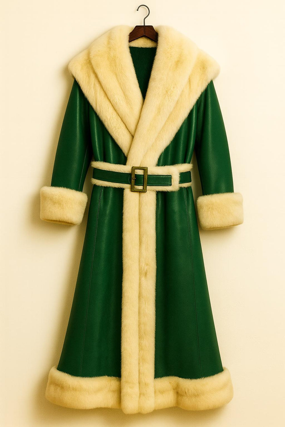 Green Santa Claus Wool Coat – Luxury Christmas Costume