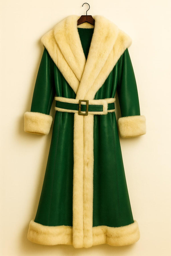 Green Santa Claus Wool Coat – Luxury Christmas Costume