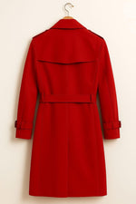 Red Trench Coat | Double-Breasted Long Overcoat for Men & Women | Timeless Belted Vintage Style Outerwear