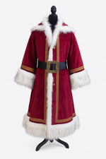 Handmade Luxury Velvet Santa Coat: Faux Fur Trim, Gold Embroidery