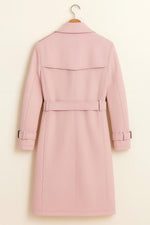 Pink Trench Coat Double-Breasted Belted Vintage Overcoat