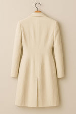 Cream Wool Coat with 3D Flowers – Elegant Handmade Floral Jacket