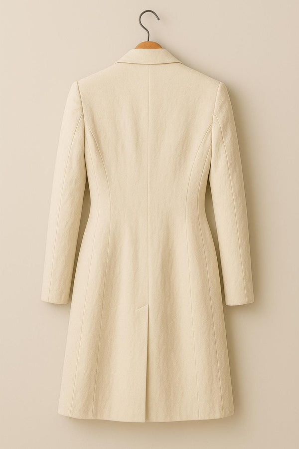 Cream Wool Coat with 3D Flowers – Elegant Handmade Floral Jacket