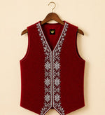 Handmade Embroidered Santa Vest Green Velvet Christmas Waistcoat