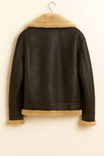 Vintage Brown Shearling Jacket - Warm Winter Aviator Coat
