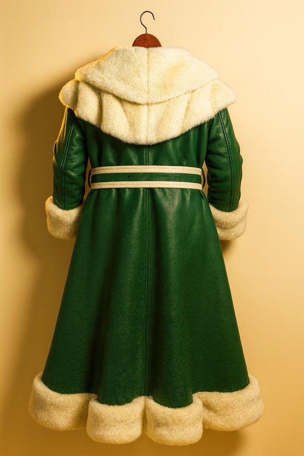 Green Santa Claus Wool Coat – Luxury Christmas Costume