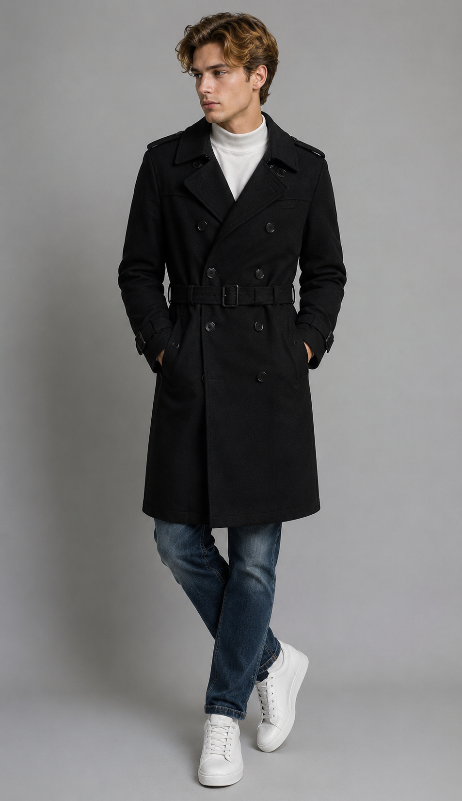 Black Wool Trench Coat 1