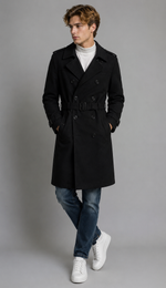 Black Wool Trench Coat 1