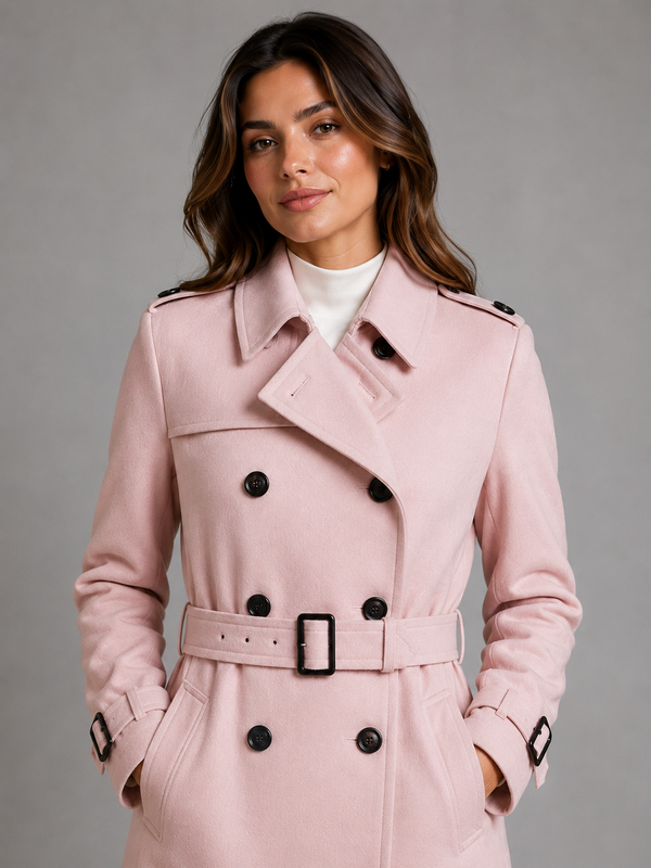 Pink Wool Trench Coat 2