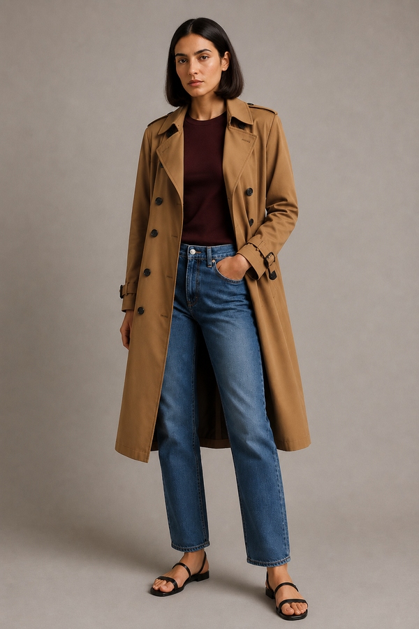 Camel Cotton Trench Coat 2