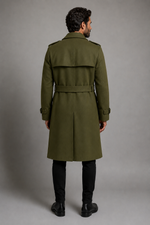 Olive Green Wool Trench Coat 3