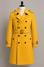 Mustard Yellow Wool Trench Coat 4