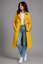 Mustard Yellow Wool Trench Coat 5