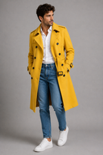 Mustard Yellow Wool Trench Coat 2