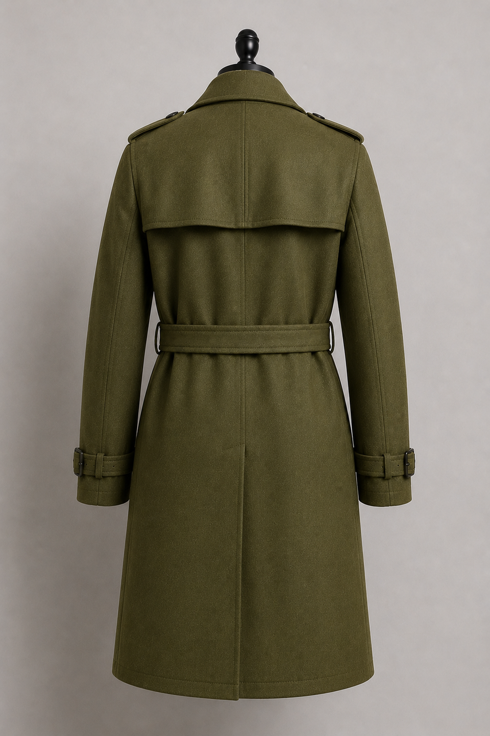 Olive Green Wool Trench Coat 1