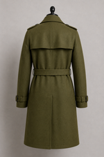 Olive Green Wool Trench Coat 1