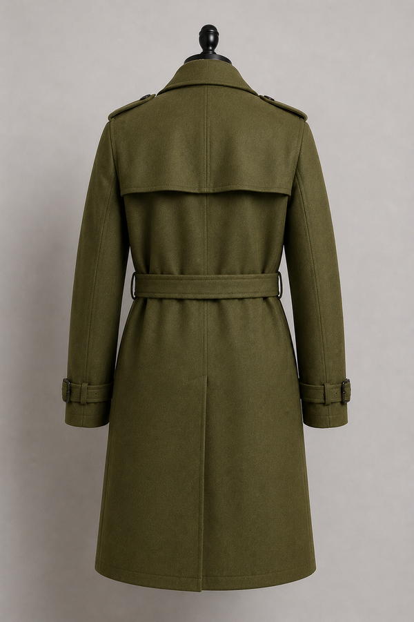 Olive Green Wool Trench Coat 1