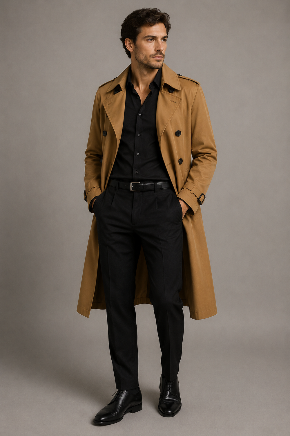 Camel Cotton Trench Coat 1