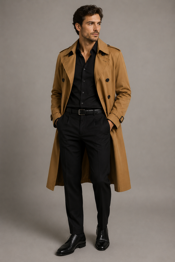 Camel Cotton Trench Coat 1