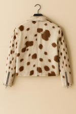 Handmade Cowhide Leather Jacket – Natural Fur Pattern, Vintage Rodeo Style