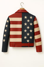 Handmade American Flag Leather Biker Jacket: Vintage Moto Style