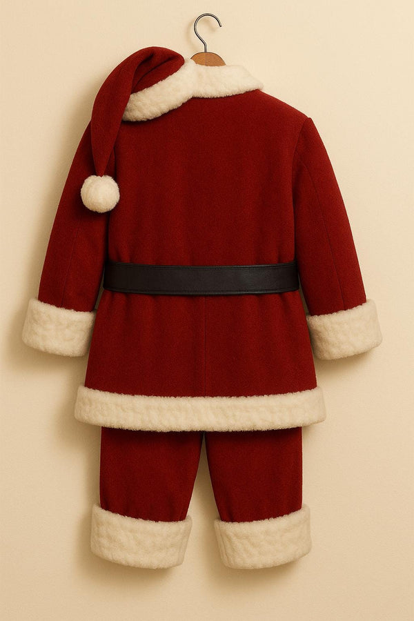Luxury Red Wool Santa Suit with White Fur Trim & Beige Vest