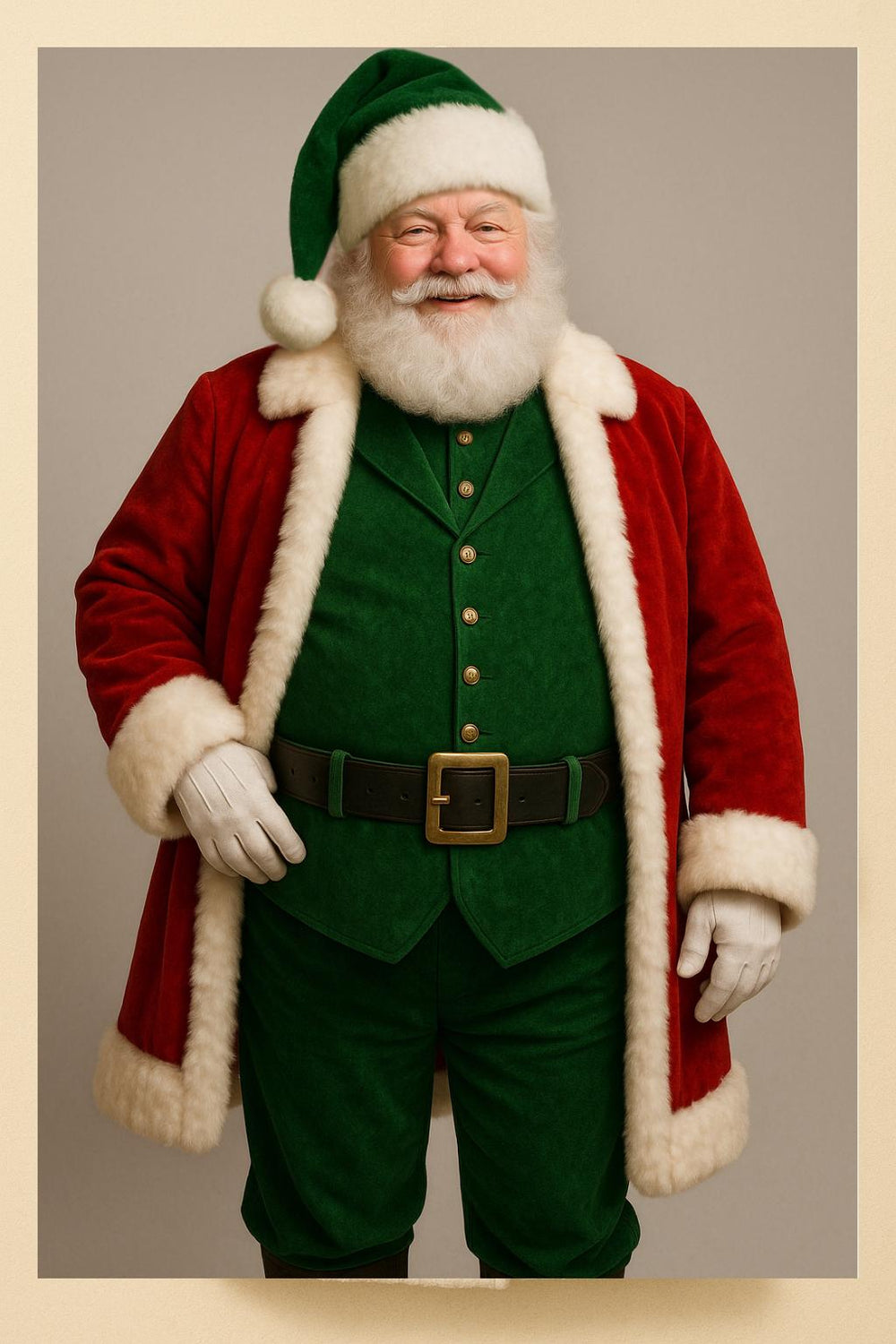Santa Elf Costume Set – Red and Green Christmas Suit with Vest, Pants and Hat