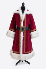 Handmade Luxury Velvet Santa Coat: Faux Fur Trim, Gold Embroidery