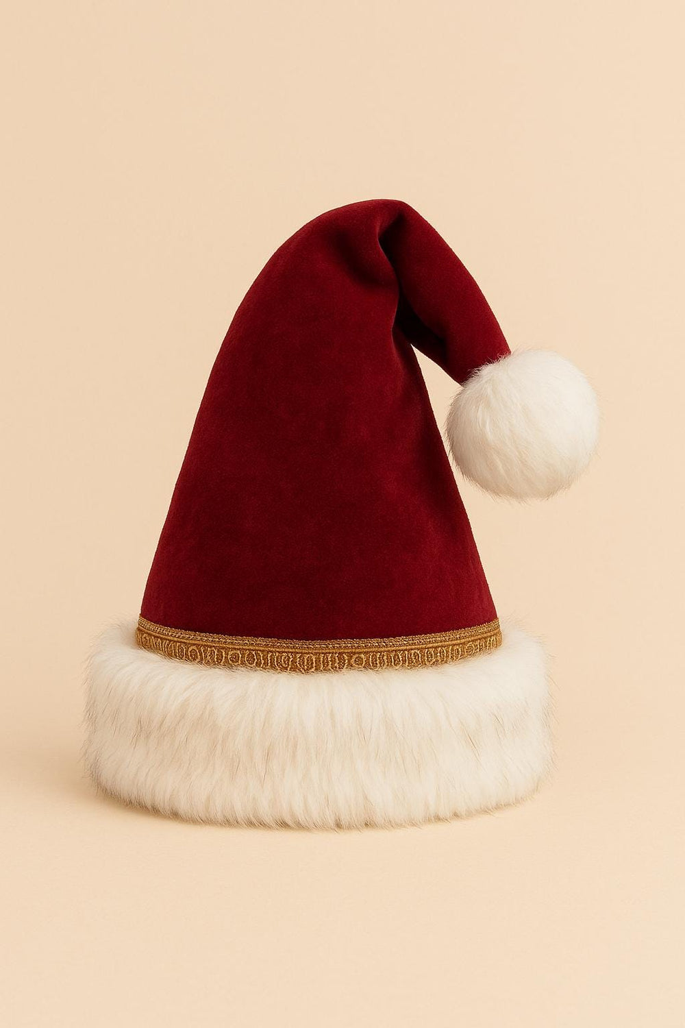 Luxury Red Santa Velvet Hat: with Thick Faux Fur Trim