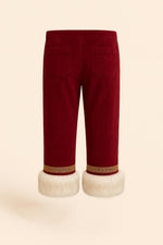 Handmade Luxury Velvet Santa Pants: White Faux Fur Trim with Free Hat