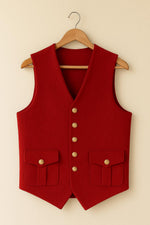 Santa Wool Vest – Green & Red Holiday Costume Vest for Christmas