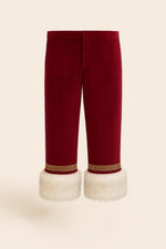 Handmade Luxury Velvet Santa Pants: White Faux Fur Trim with Free Hat