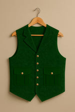 Santa Wool Vest – Green & Red Holiday Costume Vest for Christmas