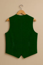 Santa Wool Vest – Green & Red Holiday Costume Vest for Christmas