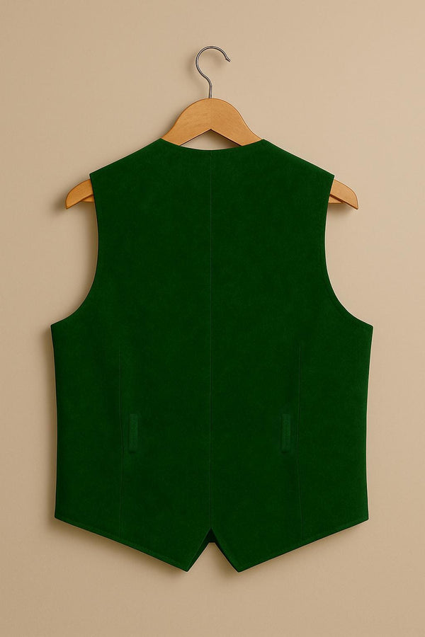 Santa Wool Vest – Green & Red Holiday Costume Vest for Christmas