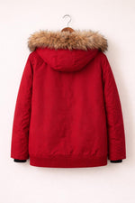 Red Winter Parka Jacket with Fur Hood | Warm Men's Snow Coat