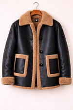 Black Shearling Leather Jacket | Vorn Edge Luxury Faux Fur Coat