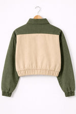Olive Green & Beige Cotton Trucker Jacket – By Vorn Edge