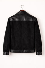 Black Suede Leather Jacket Men | Genuine Leather Handmade Coat