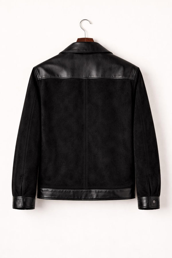 Black Suede Leather Jacket Men | Genuine Leather Handmade Coat