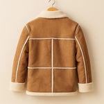 Men’s Tan Shearling Jacket – Suede Leather Winter Coat