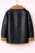 Black Shearling Leather Jacket | Vorn Edge Luxury Faux Fur Coat