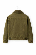 Dark Olive Sherpa Trucker Jacket Wool Lined Classic Fit