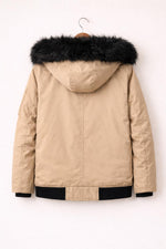 Beige Parka Jacket Winter Bomber Coat