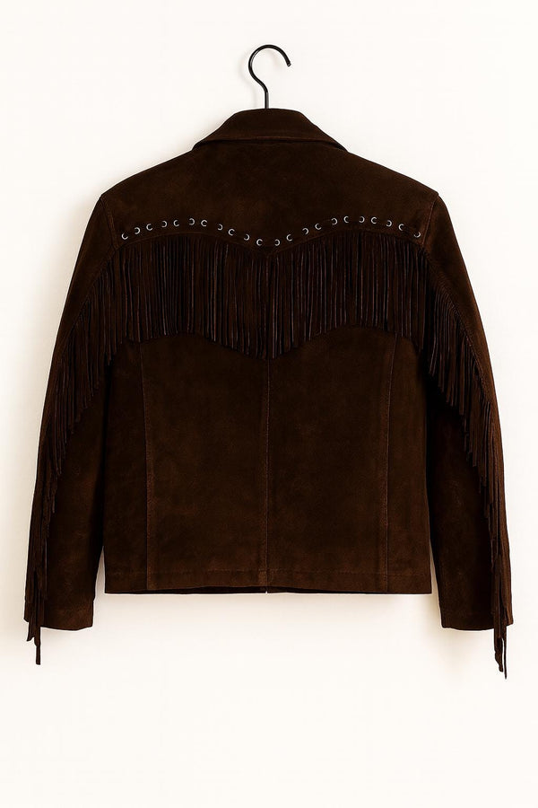 Vintage Brown Suede Fringe Jacket