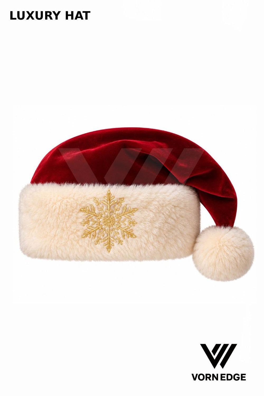 Luxury Embroidered Santa Velvet Hat with Faux Fur – Christmas Party Costume Accessory